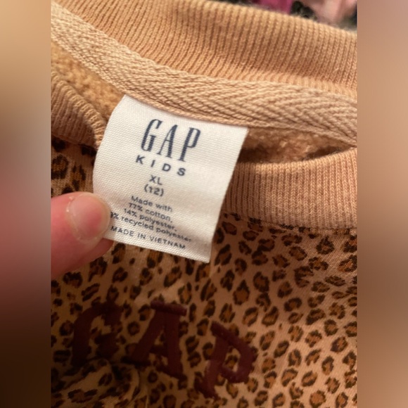 GAP leopard sweatsuit sweat pants & sweatshirt sz 12 kids xl - Picture 2 of 2